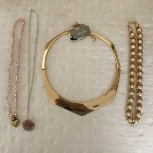 Gold and rose gold necklace set, one NWT